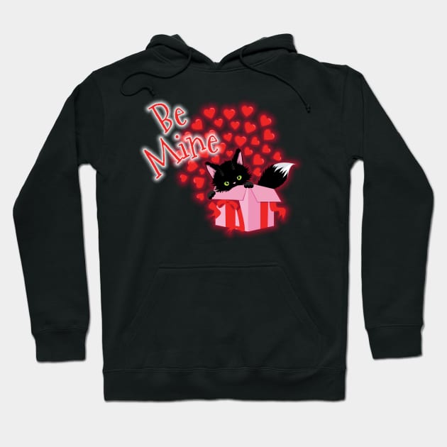 Be Mine Valentine's Day Cute Cat Hearts Hoodie by Wanderer Bat